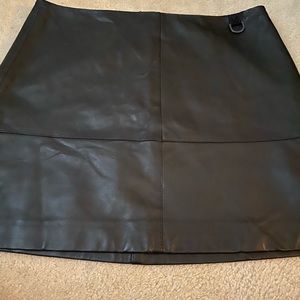 Kenneth Cole mini black leather skirt
